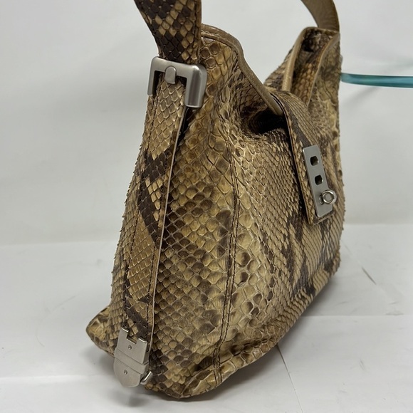 Vintage Python Zip Top Shoulder Bag Adjustable Length Strap - Picture 7 of 16